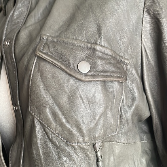 Muubaa Leather Ranch Shirt in Anthracite - Picture 6 of 14